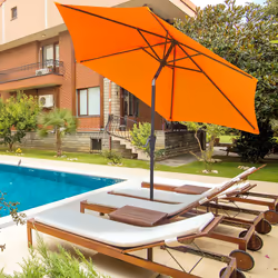 Outsunny Patio Umbrella Parasol Sun Shade Garden Aluminium Orange 2.6M