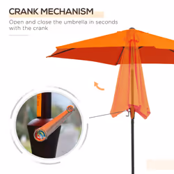 Outsunny Patio Umbrella Parasol Sun Shade Garden Aluminium Orange 2.6M