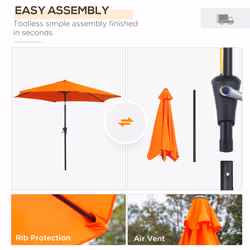 Outsunny Patio Umbrella Parasol Sun Shade Garden Aluminium Orange 2.6M
