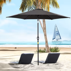Outsunny Patio Umbrella Parasol Sun Shade Garden Aluminium Black 2.6M