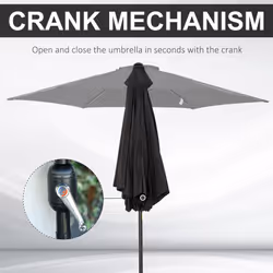 Outsunny Patio Umbrella Parasol Sun Shade Garden Aluminium Black 2.6M