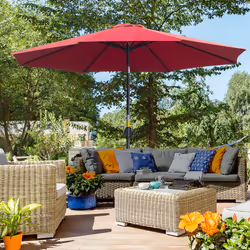 Outsunny 3(m) Patio Umbrella Outdoor Sunshade Canopy w/ Tilt & Crank Wine Red