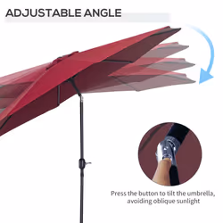 Outsunny 3(m) Patio Umbrella Outdoor Sunshade Canopy w/ Tilt & Crank Wine Red