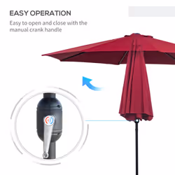 Outsunny 3(m) Patio Umbrella Outdoor Sunshade Canopy w/ Tilt & Crank Wine Red