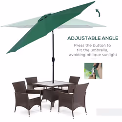 Outsunny 3(m) Patio Umbrella Outdoor Sunshade Canopy w/ Tilt & Crank Green