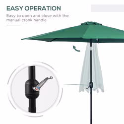 Outsunny 3(m) Patio Umbrella Outdoor Sunshade Canopy w/ Tilt & Crank Green