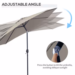 Outsunny 3(m) Patio Umbrella Outdoor Sunshade Canopy w/ Tilt & Crank Light Grey