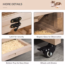 PawHut Wooden Hamster Cage, 3-Tier Roden Small Animals Hutch, 99 x 50 x 69 cm
