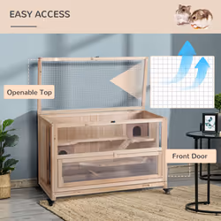 PawHut Wooden Hamster Cage, 3-Tier Roden Small Animals Hutch, 99 x 50 x 69 cm - Additional view 4
