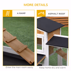 PawHut 2-Tier Wooden Rabbit Hutch Guinea Pig House Pet Cage Outdoor w/ Tray Ramp - Additional view 4