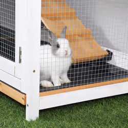 PawHut 2-Tier Wooden Rabbit Hutch Guinea Pig House Pet Cage Outdoor w/ Tray Ramp - Additional view 6
