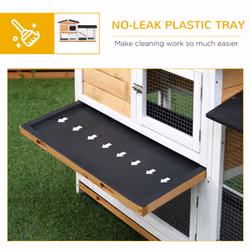 PawHut 2-Tier Wooden Rabbit Hutch Guinea Pig House Pet Cage Outdoor w/ Tray Ramp - Additional view 7