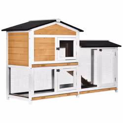 PawHut 2-Tier Wooden Rabbit Hutch Guinea Pig House Pet Cage Outdoor w/ Tray Ramp - Additional view 8