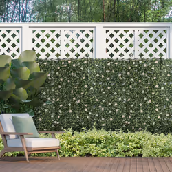 Outsunny 12PCS Artificial Boxwood Panel Faux Rhododendron Greenery Backdrop