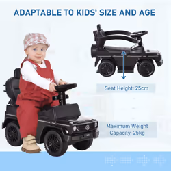 HOMCOM Kids Ride-on Push Car 3 in 1 Benz G350 Baby Floor Slider Walker, Black - Additional view 5