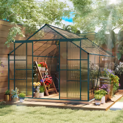 Outsunny 8x12ft Polycarbonate Walk-in Greenhouse Outdoor w/ Double Sliding Door