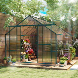 Outsunny 8x12ft Polycarbonate Walk-in Greenhouse Outdoor w/ Double Sliding Door
