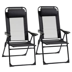 Outsunny Set of 2 Metal Portable Folding Recliner w/ Adjustable Black
