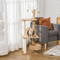 PawHut 121cm Cat Tree Tower w/Sisal Scratching Posts Bed Tunnel Perch Brown