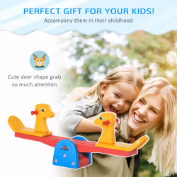 HOMCOM Kids Seesaw Safe Teeter Totter 2 Seats with Easy-Grip Handles Multicolor