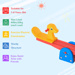 HOMCOM Kids Seesaw Safe Teeter Totter 2 Seats with Easy-Grip Handles Multicolor
