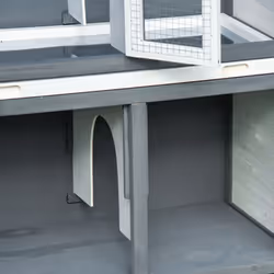 PawHut Two-Tier Wooden Rabbit Hutch w/ Openable Roof, Slide-Out Tray, Ramp - Additional view 7