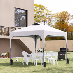 Outsunny Pop Up Gazebo Foldable w/ Wheeled Carry Bag & 4 Weight Bags, White