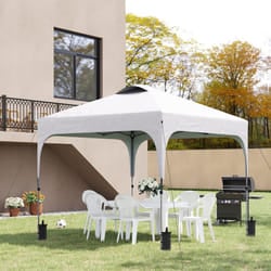 Outsunny Pop Up Gazebo Foldable w/ Wheeled Carry Bag & 4 Weight Bags, White