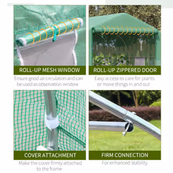Outsunny 3.5 x 3 x 2m Outdoor Tunnel Greenhouse w/ Roll Up Door 6 Windows Green - Additional view 4