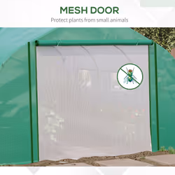 Outsunny 3.5 x 3 x 2m Outdoor Tunnel Greenhouse w/ Roll Up Door 6 Windows Green - Additional view 7