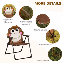 Outsunny Kids Foldable Four-Piece Garden Set w/ Table, Chairs, Umbrella - Brown - Additional view 4