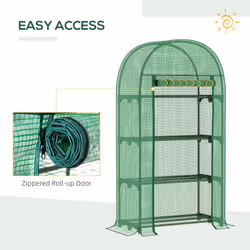 Outsunny 80 x 49 x 160cm Mini Greenhouse Portable Green House with Shelf Green