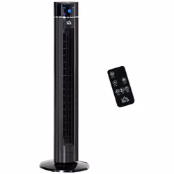 HOMCOM Tower Fan Anion Cooling Bedroom w/ Oscillating, Remote Controller, Black