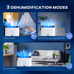 HOMCOM 20L/Day Portable Quiet Dehumidifier for Home, Electric Air De-Humidifier