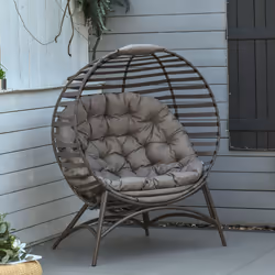 Outsunny Egg Chair w/ Cushion Steel Frame and Side Pocket, Brown