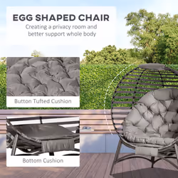 Outsunny Egg Chair w/ Cushion Steel Frame and Side Pocket, Brown