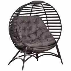 Outsunny Egg Chair w/ Cushion Steel Frame and Side Pocket, Brown - Additional view 8