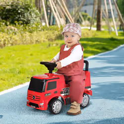 HOMCOM 3-in-1 Ride On Car Kids Mercedes Truck Storage for 12 - 36 Months Red