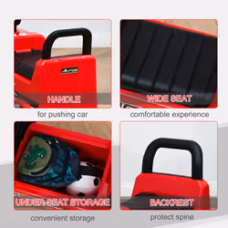 HOMCOM 3-in-1 Ride On Car Kids Mercedes Truck Storage for 12 - 36 Months Red