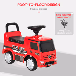 HOMCOM 3-in-1 Ride On Car Kids Mercedes Truck Storage for 12 - 36 Months Red