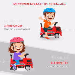 HOMCOM 3-in-1 Ride On Car Kids Mercedes Truck Storage for 12 - 36 Months Red - Additional view 4