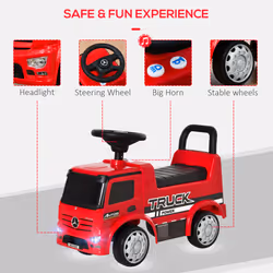 HOMCOM 3-in-1 Ride On Car Kids Mercedes Truck Storage for 12 - 36 Months Red - Additional view 5
