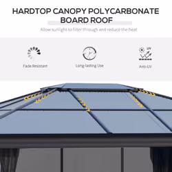 Outsunny 3.6 x 4m Aluminium Hardtop Gazebo Canopy w/ Polycarbonate Top