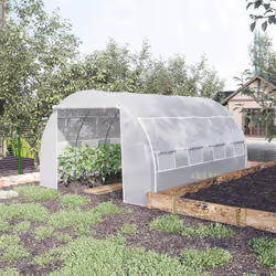Outsunny 4 x 3 x 2 m Polytunnel Greenhouse Pollytunnel Tent w/ Steel Frame White