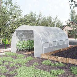 Outsunny 4 x 3 x 2 m Polytunnel Greenhouse Pollytunnel Tent w/ Steel Frame White