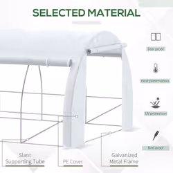 Outsunny 6 x 3 x 2 m Polytunnel Greenhouse Pollytunnel Tent w/ Steel Frame White