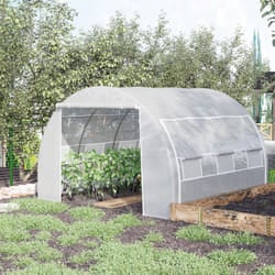 Outsunny 3 x 3 x 2 m Polytunnel Greenhouse Pollytunnel Tent w/ Steel Frame White