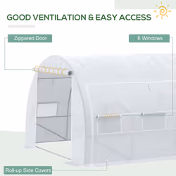 Outsunny 3 x 3 x 2 m Polytunnel Greenhouse Pollytunnel Tent w/ Steel Frame White