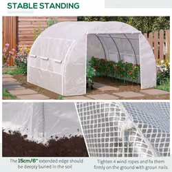 Outsunny 3 x 3 x 2 m Polytunnel Greenhouse Pollytunnel Tent w/ Steel Frame White - Additional view 4