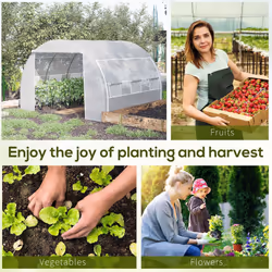 Outsunny 3 x 3 x 2 m Polytunnel Greenhouse Pollytunnel Tent w/ Steel Frame White - Additional view 5